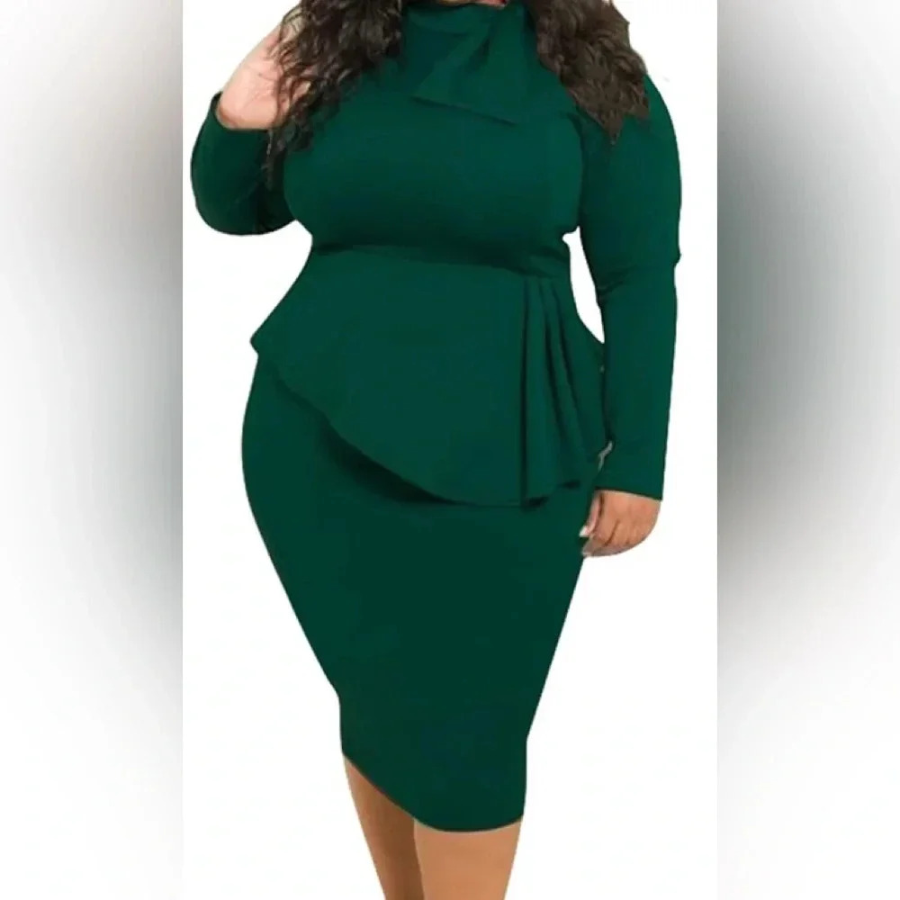 Lexiart Women Peplum Patchwork Bodycon Business Church Formal Funeral Midi Dress